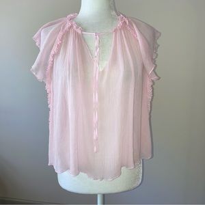 Ulla Johnson Silk Semi-Sheer Top Pink 2